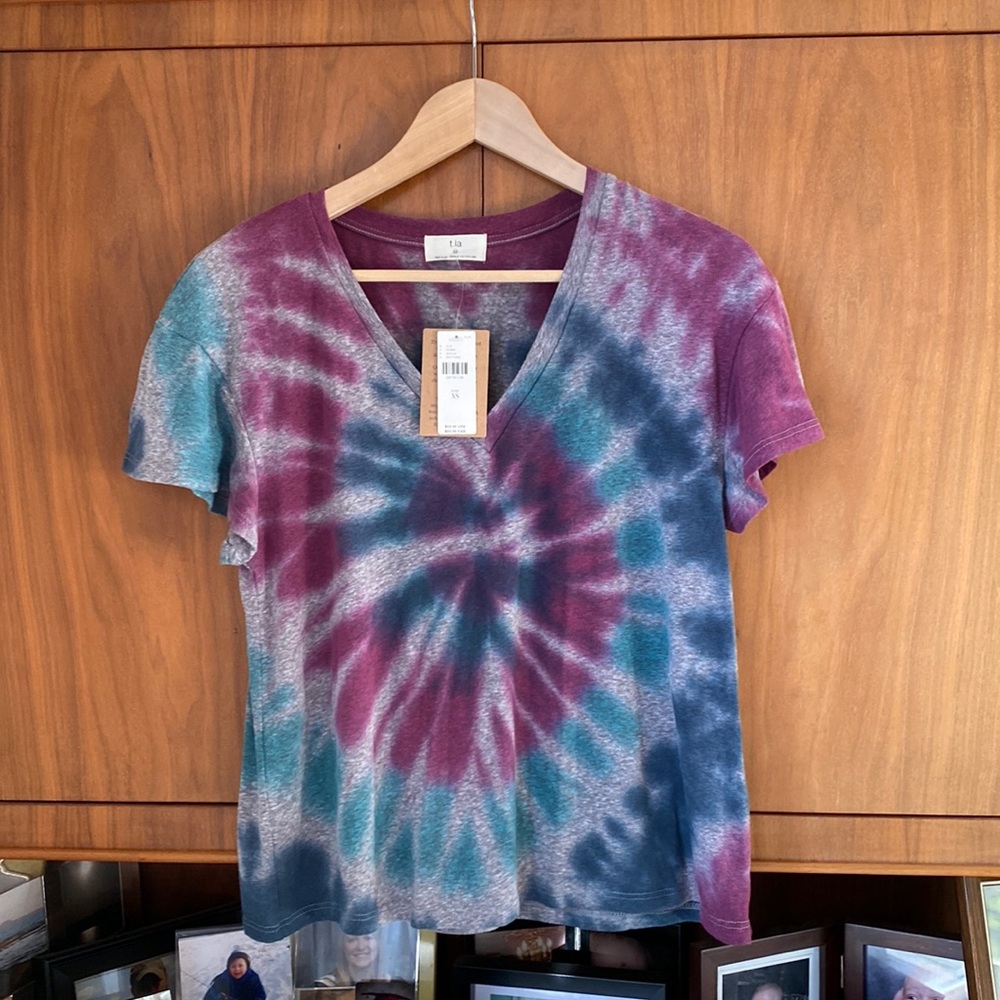 ANTHROPOLOGIE t.la Purple Tie Dye Tee NWT